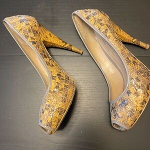 Rachel Roy Gray and Yellow Peep Toe Heels